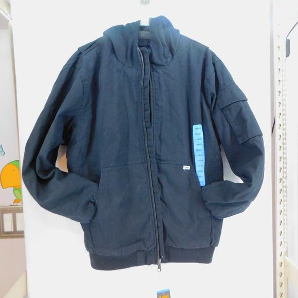 Lee Workwear Bomber Black Jacket with hood Size Large New - Picture 12 of 12